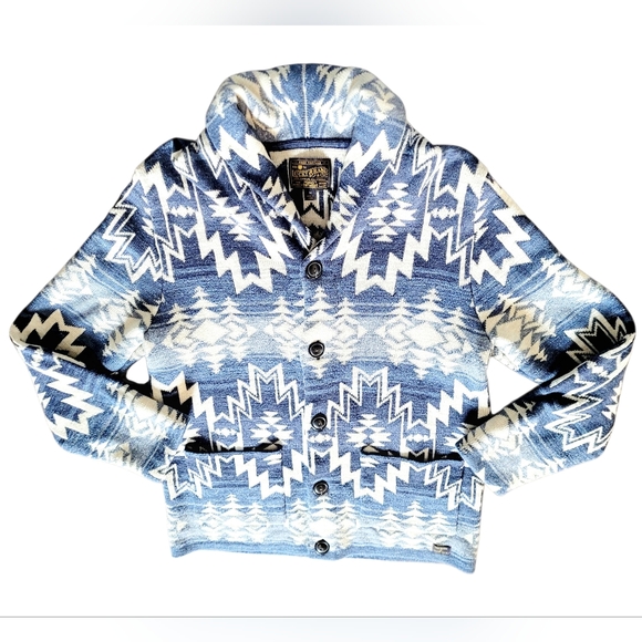 Lucky Brand Other - Lucky Brand Unisex Shawl Collar Cardigan Aztec Southwestern 100% Cotton Medium